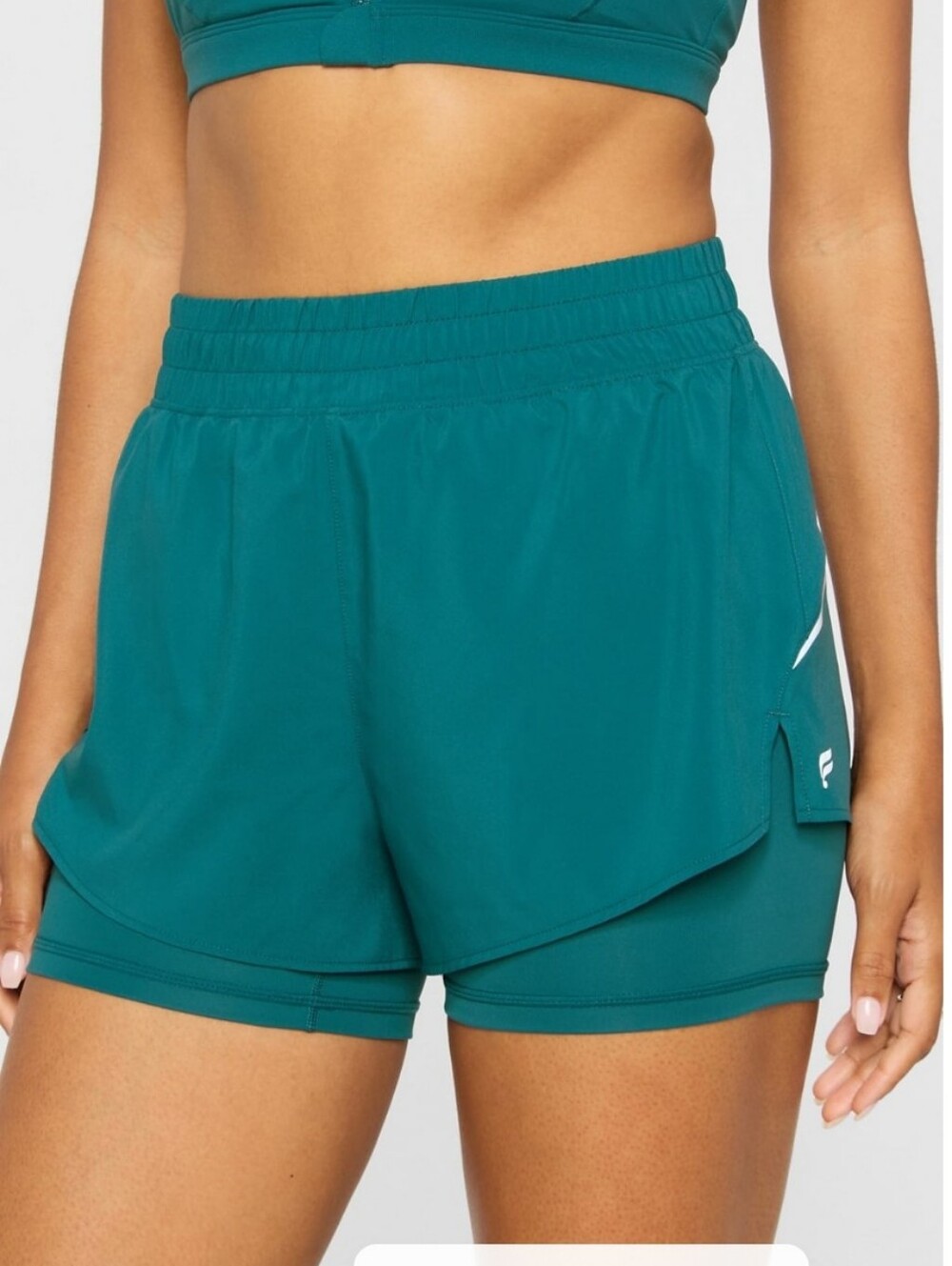 Fabletics 2-in-1 Reflective Run Short 2" In Dark Green